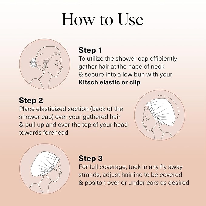 Kitsch Luxury Shower Caps for Women Reusable Waterproof - Image 3