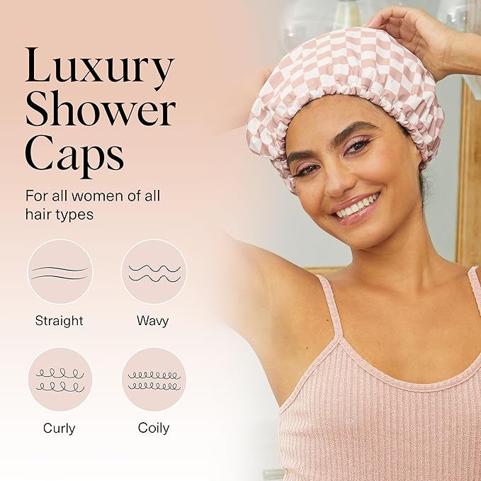 Kitsch Luxury Shower Caps for Women Reusable Waterproof - Image 5