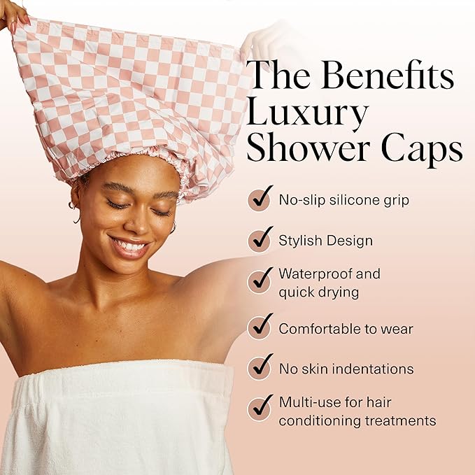 Kitsch Luxury Shower Caps for Women Reusable Waterproof - Image 6